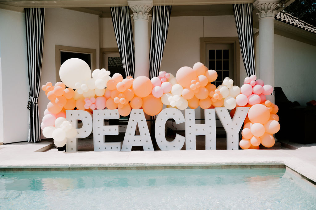 peachy marquee letters for one sweet peach theme first birthday