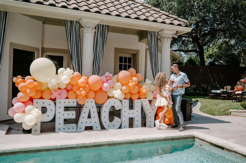 peachy marquee letters for one sweet peach theme first birthday